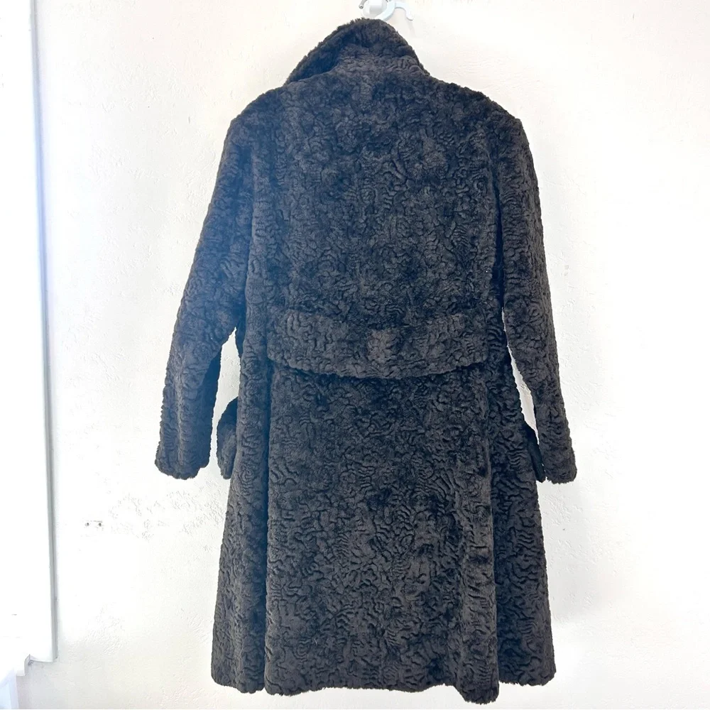 Vintage 60s Faux Fur Coat Brown Size L USA Mad Men - Picture 7 of 13